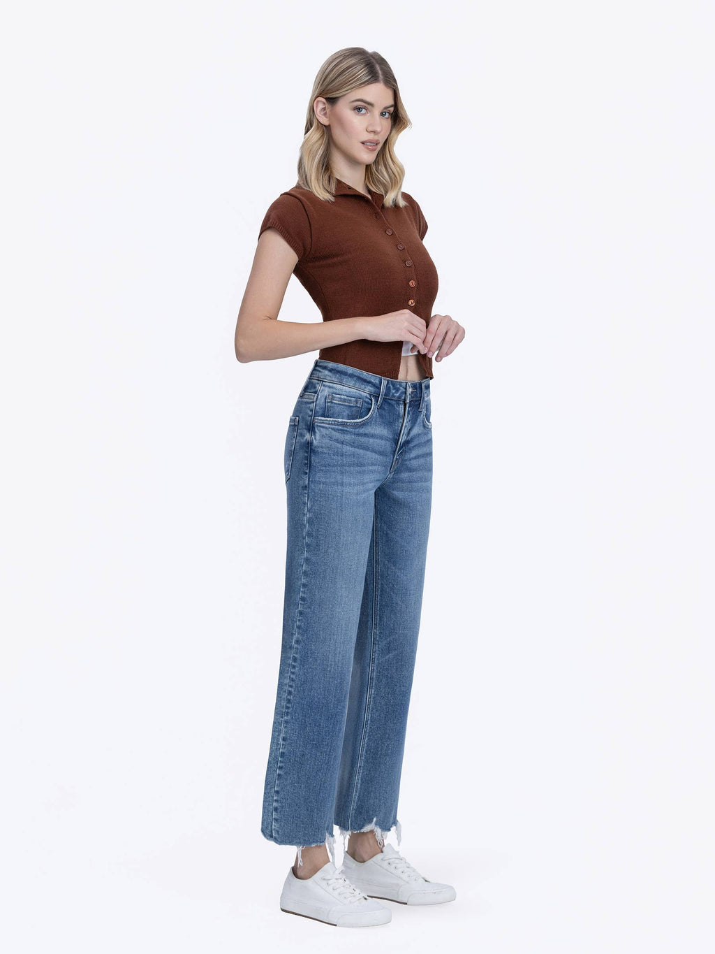 Flying Monkey High Rise Cropped Slim Wide Leg