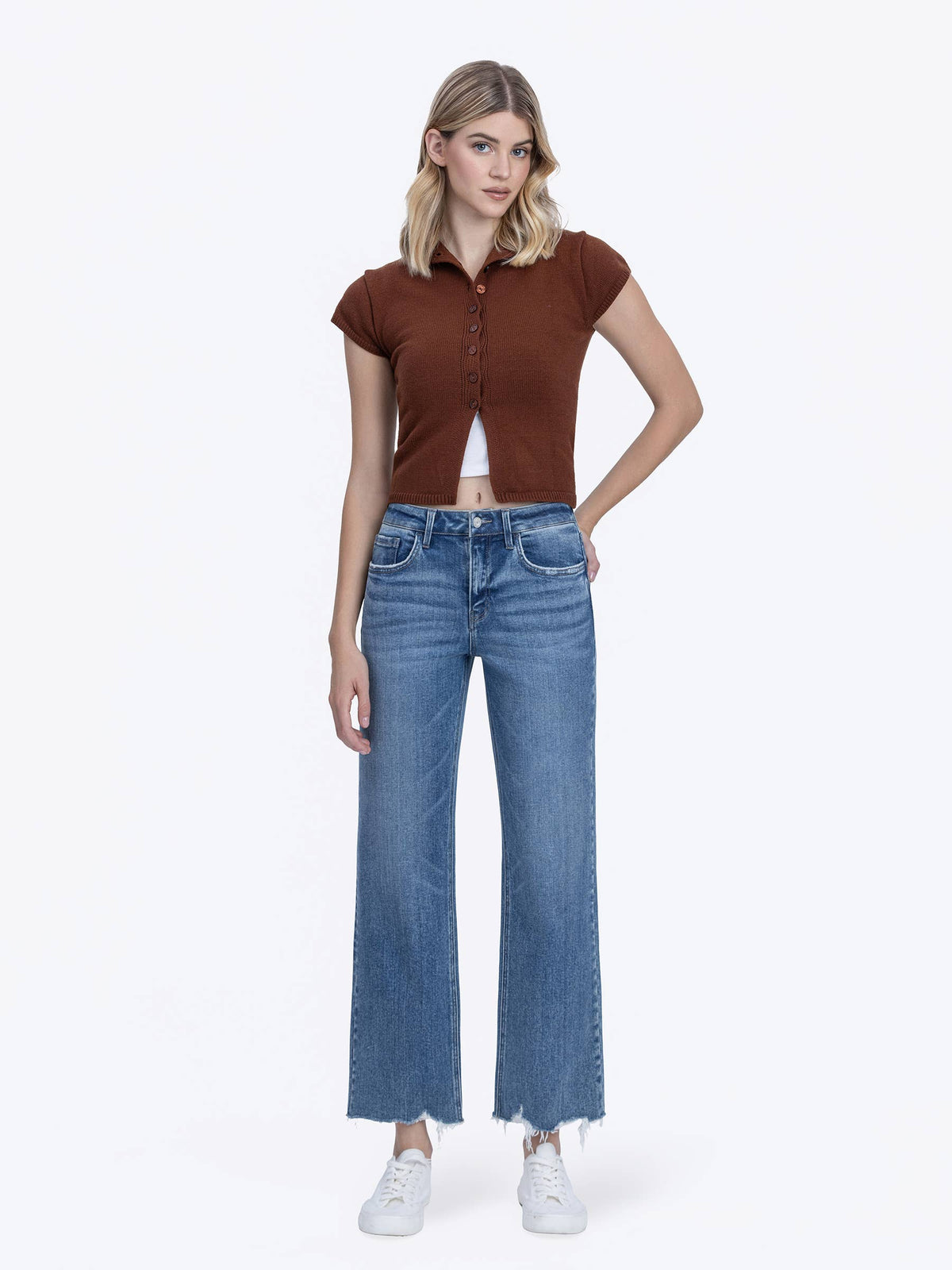 Flying Monkey High Rise Cropped Slim Wide Leg