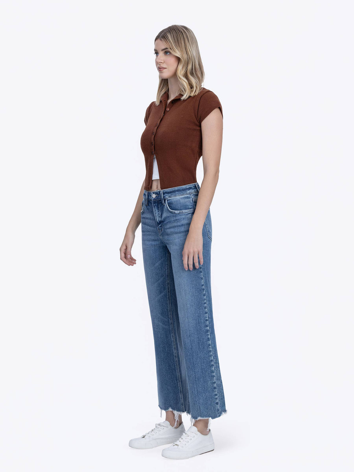 Flying Monkey High Rise Cropped Slim Wide Leg